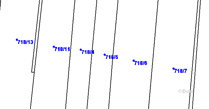 Parcela st. 718/5 v KÚ Tereziny Dary, Katastrální mapa