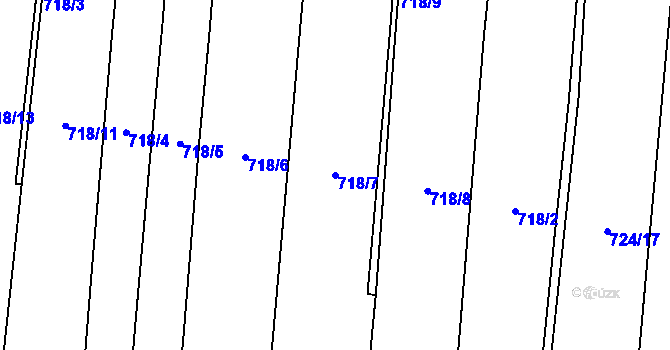 Parcela st. 718/7 v KÚ Tereziny Dary, Katastrální mapa