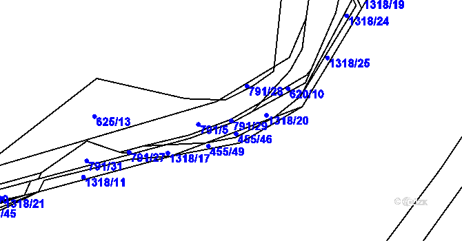 Parcela st. 791/29 v KÚ Tereziny Dary, Katastrální mapa