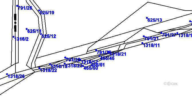 Parcela st. 791/30 v KÚ Tereziny Dary, Katastrální mapa