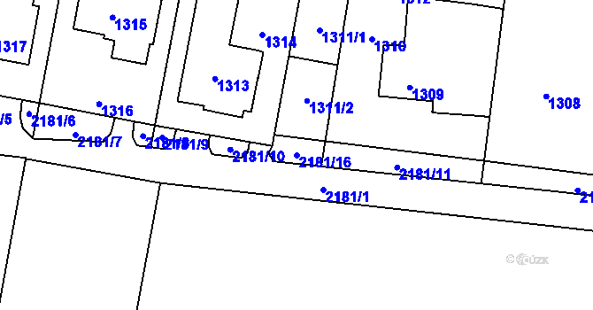 Parcela st. 2181/16 v KÚ Horní Těrlicko, Katastrální mapa