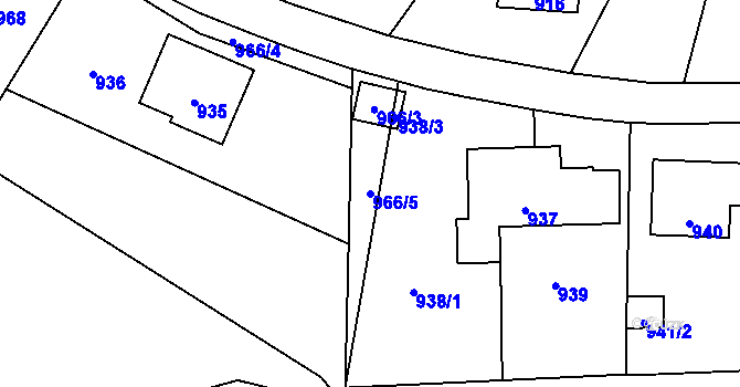 Parcela st. 966/5 v KÚ Horní Těrlicko, Katastrální mapa