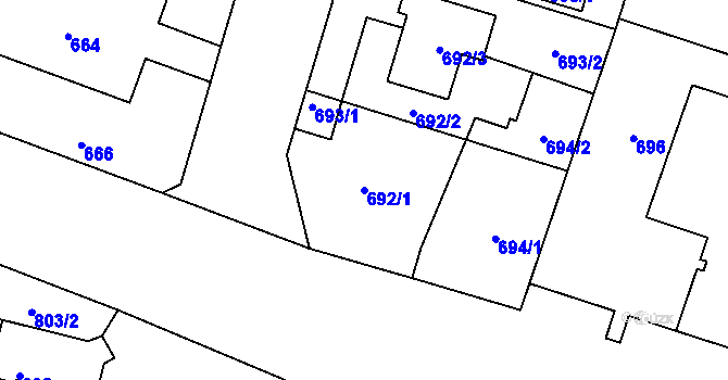 Parcela st. 692/1 v KÚ Horní Těrlicko, Katastrální mapa