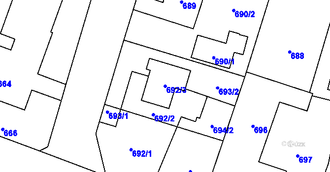 Parcela st. 692/3 v KÚ Horní Těrlicko, Katastrální mapa