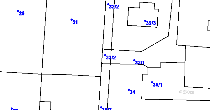Parcela st. 33/2 v KÚ Horní Těrlicko, Katastrální mapa
