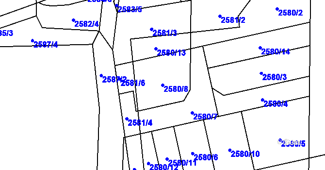 Parcela st. 2580/8 v KÚ Horní Těrlicko, Katastrální mapa
