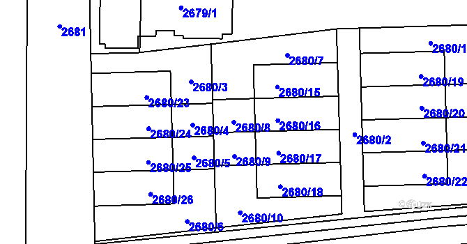 Parcela st. 2680/8 v KÚ Horní Těrlicko, Katastrální mapa