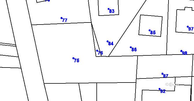 Parcela st. 76 v KÚ Horní Těrlicko, Katastrální mapa