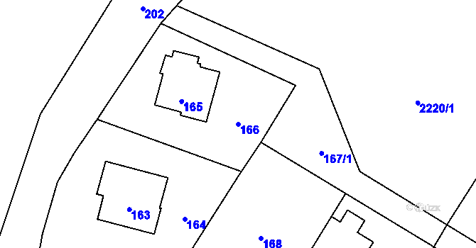 Parcela st. 166 v KÚ Horní Těrlicko, Katastrální mapa
