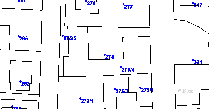 Parcela st. 274 v KÚ Horní Těrlicko, Katastrální mapa