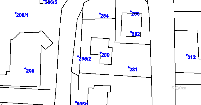 Parcela st. 280 v KÚ Horní Těrlicko, Katastrální mapa
