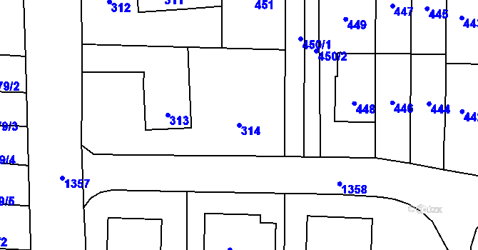 Parcela st. 314 v KÚ Horní Těrlicko, Katastrální mapa