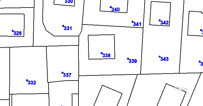 Parcela st. 338 v KÚ Horní Těrlicko, Katastrální mapa