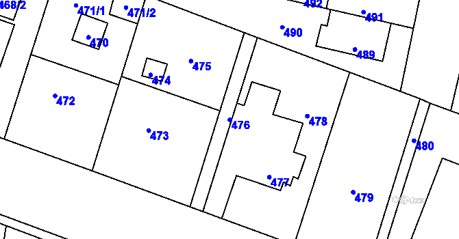 Parcela st. 476 v KÚ Horní Těrlicko, Katastrální mapa