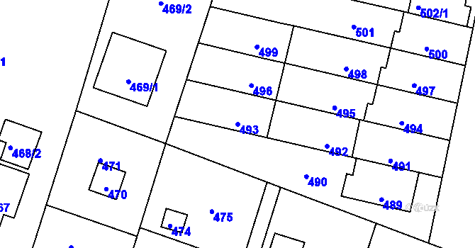 Parcela st. 493 v KÚ Horní Těrlicko, Katastrální mapa