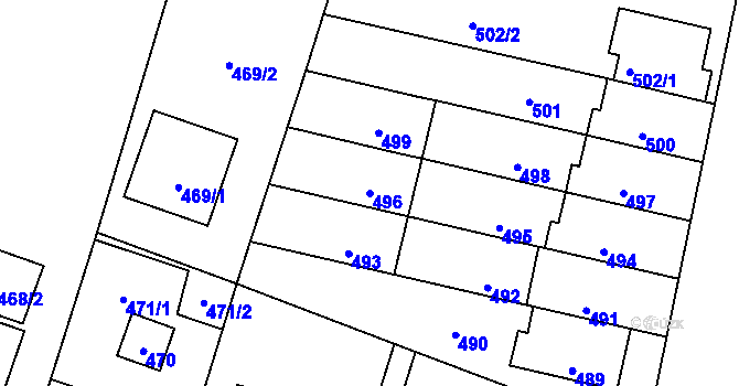Parcela st. 496 v KÚ Horní Těrlicko, Katastrální mapa