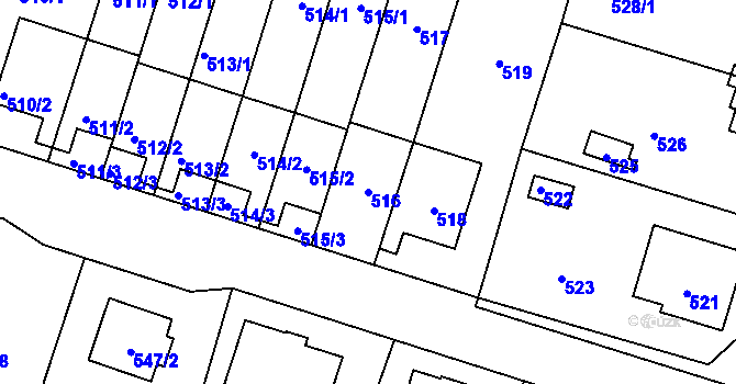 Parcela st. 516 v KÚ Horní Těrlicko, Katastrální mapa