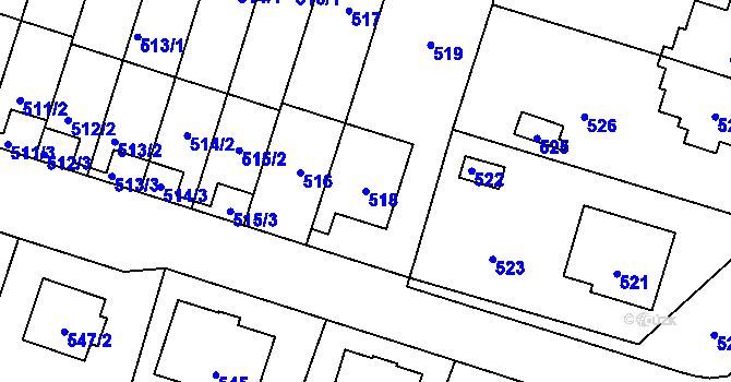 Parcela st. 518 v KÚ Horní Těrlicko, Katastrální mapa