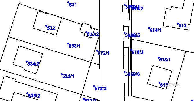 Parcela st. 572/1 v KÚ Horní Těrlicko, Katastrální mapa