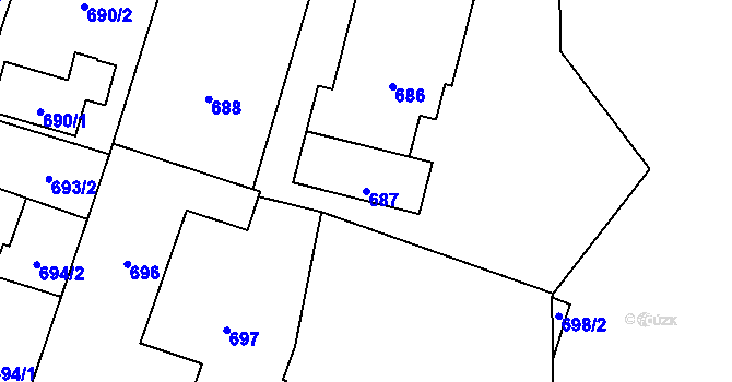 Parcela st. 687 v KÚ Horní Těrlicko, Katastrální mapa