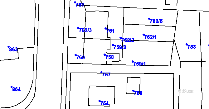 Parcela st. 758 v KÚ Horní Těrlicko, Katastrální mapa