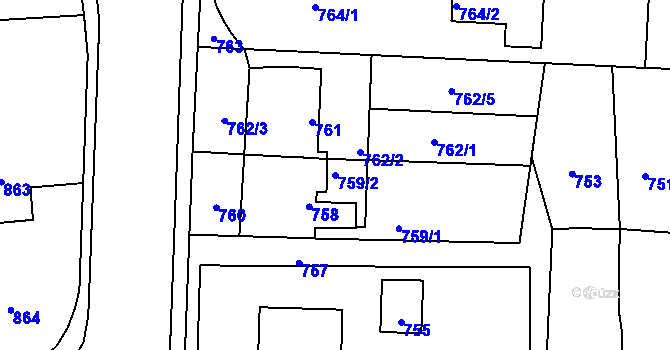 Parcela st. 759/2 v KÚ Horní Těrlicko, Katastrální mapa