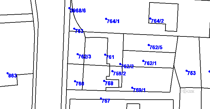 Parcela st. 761 v KÚ Horní Těrlicko, Katastrální mapa