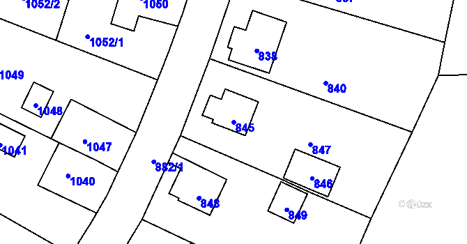 Parcela st. 845 v KÚ Horní Těrlicko, Katastrální mapa