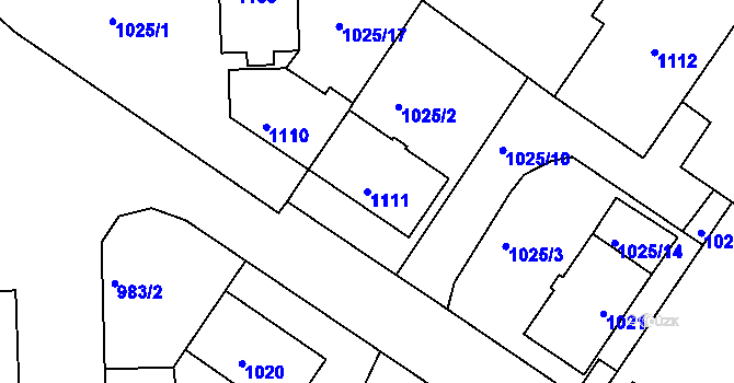Parcela st. 1111 v KÚ Horní Těrlicko, Katastrální mapa