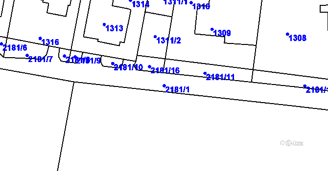Parcela st. 2181/1 v KÚ Horní Těrlicko, Katastrální mapa