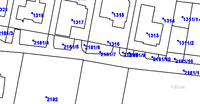 Parcela st. 2181/7 v KÚ Horní Těrlicko, Katastrální mapa