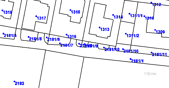 Parcela st. 2181/9 v KÚ Horní Těrlicko, Katastrální mapa
