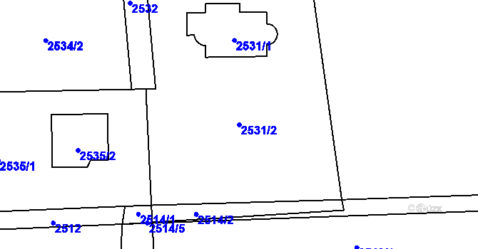 Parcela st. 2531/2 v KÚ Horní Těrlicko, Katastrální mapa