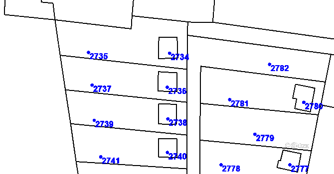 Parcela st. 2736 v KÚ Horní Těrlicko, Katastrální mapa