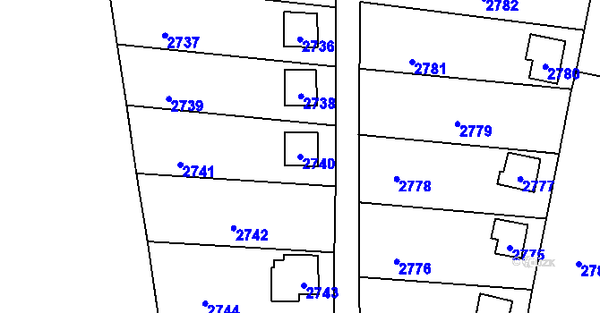 Parcela st. 2740 v KÚ Horní Těrlicko, Katastrální mapa