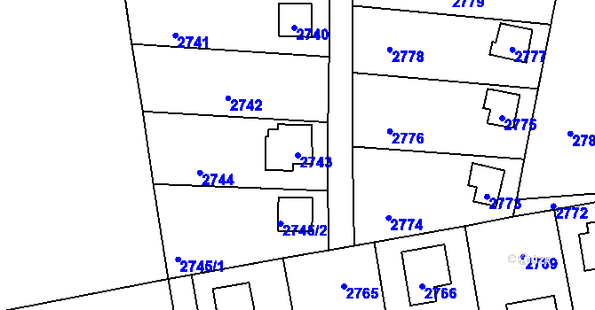 Parcela st. 2743 v KÚ Horní Těrlicko, Katastrální mapa