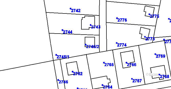 Parcela st. 2745/2 v KÚ Horní Těrlicko, Katastrální mapa
