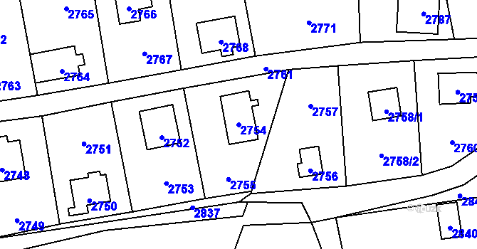 Parcela st. 2754 v KÚ Horní Těrlicko, Katastrální mapa