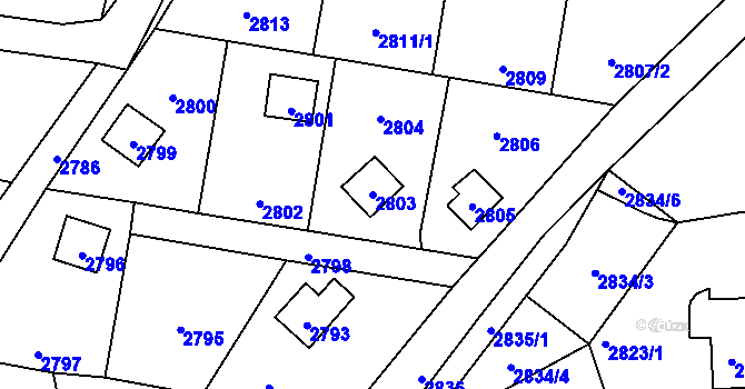 Parcela st. 2803 v KÚ Horní Těrlicko, Katastrální mapa