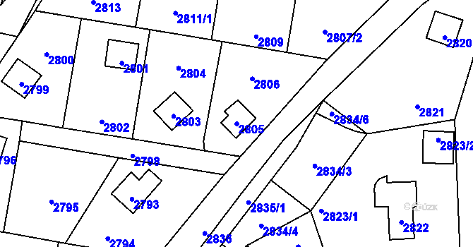 Parcela st. 2805 v KÚ Horní Těrlicko, Katastrální mapa