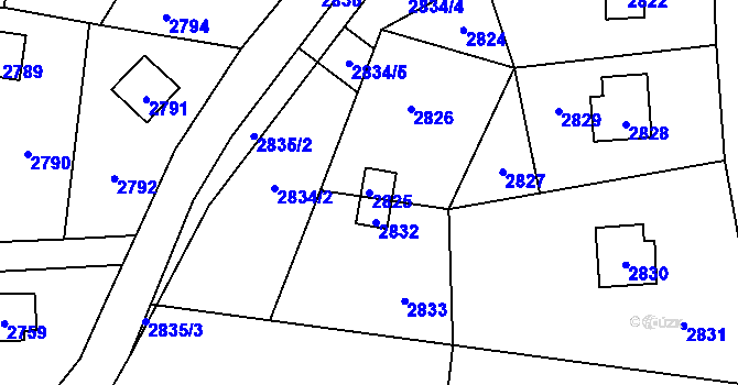 Parcela st. 2825 v KÚ Horní Těrlicko, Katastrální mapa