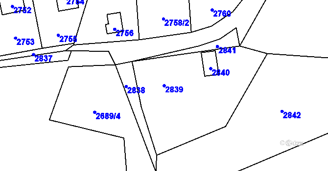 Parcela st. 2839 v KÚ Horní Těrlicko, Katastrální mapa