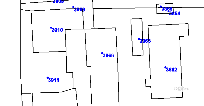 Parcela st. 3866 v KÚ Horní Těrlicko, Katastrální mapa