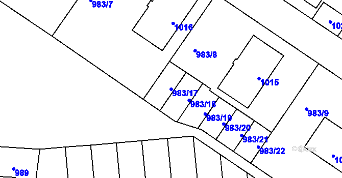 Parcela st. 983/17 v KÚ Horní Těrlicko, Katastrální mapa