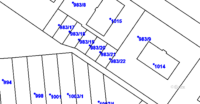 Parcela st. 983/21 v KÚ Horní Těrlicko, Katastrální mapa