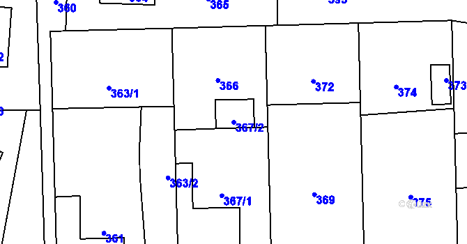 Parcela st. 367/2 v KÚ Horní Těrlicko, Katastrální mapa