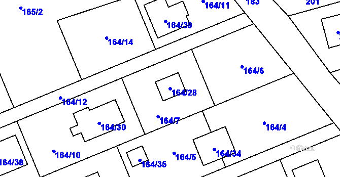 Parcela st. 164/28 v KÚ Dolní Těrlicko, Katastrální mapa