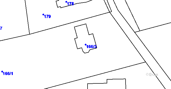 Parcela st. 166/3 v KÚ Dolní Těrlicko, Katastrální mapa