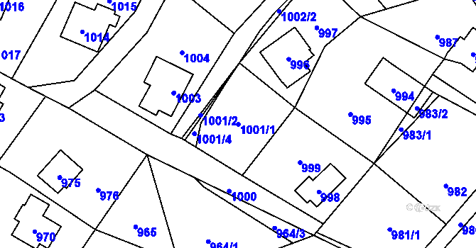 Parcela st. 1001/1 v KÚ Dolní Těrlicko, Katastrální mapa