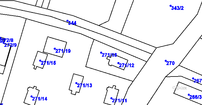 Parcela st. 271/18 v KÚ Dolní Těrlicko, Katastrální mapa